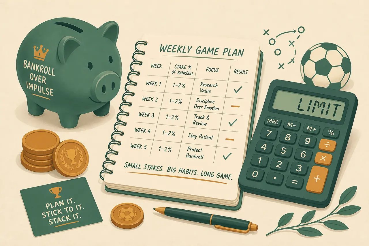Smart money cover for sports betting habits with piggy bank and ledger